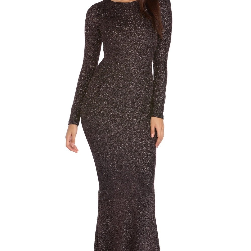 Open Back Glitter Gown